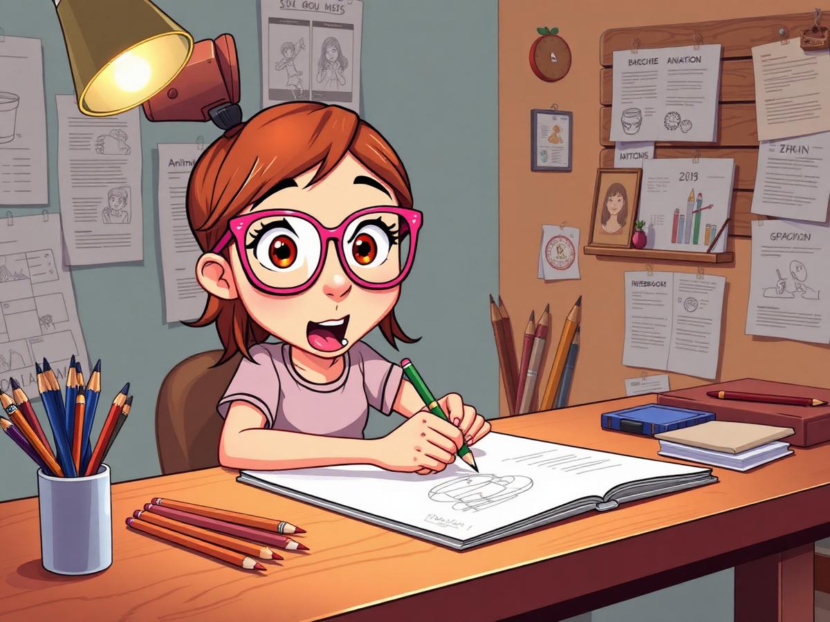 Aarohi at her drawing desk